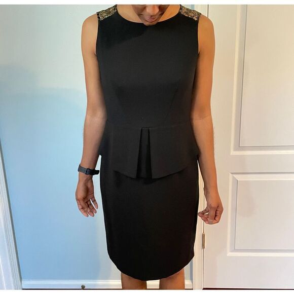 Tahari Arthur S. Levine sleeveless Peplum Mesh Back Dress - Picture 2 of 11